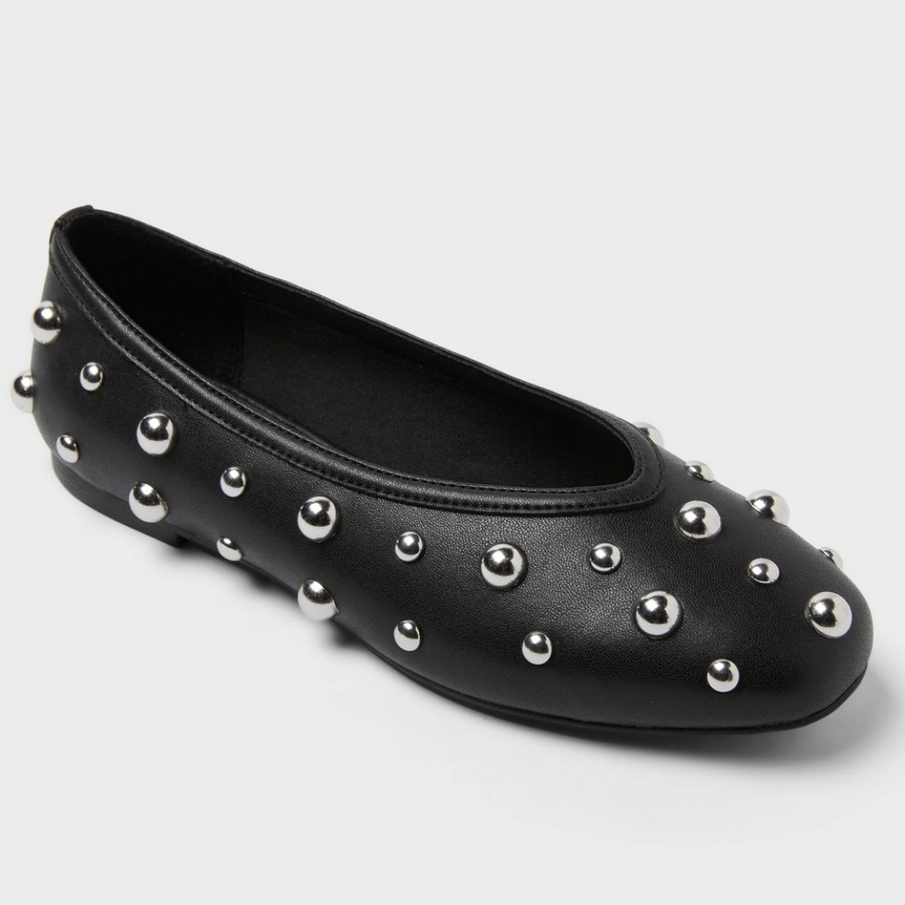 a new day Black Studded Ballet Flats